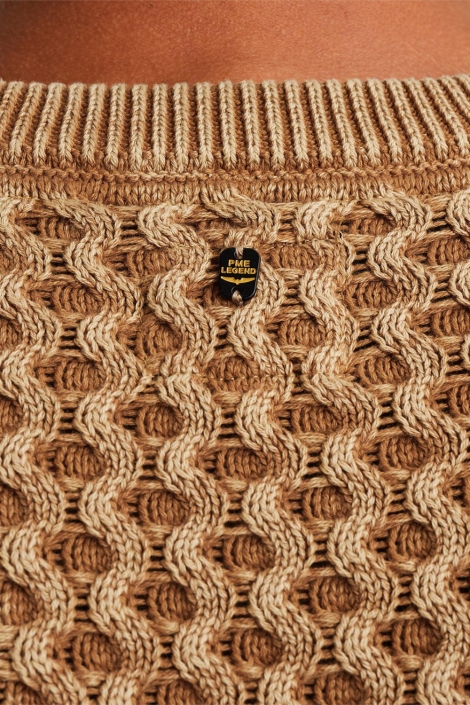 PME legend r-neck garment dye cable knit